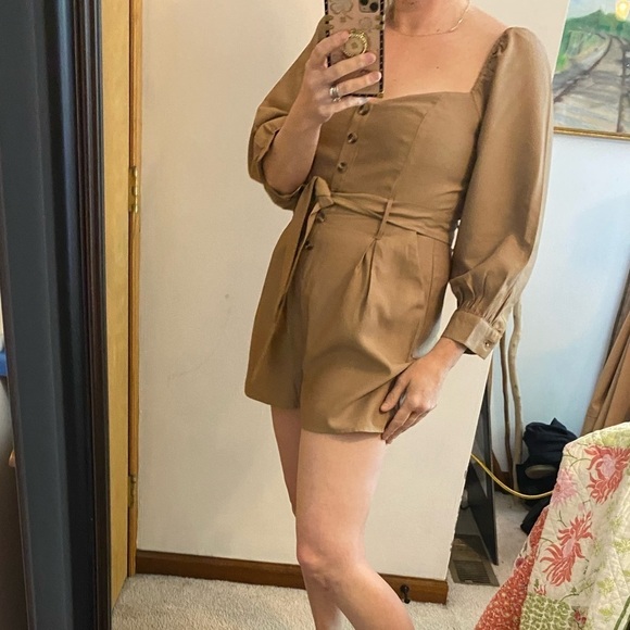 Forever21 Khaki Safari Style Shorts Romper - Picture 12 of 14